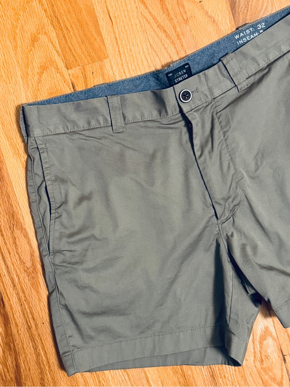 J. Crew Mens 5” Stretch Chino Short Sz 32 Olive Green